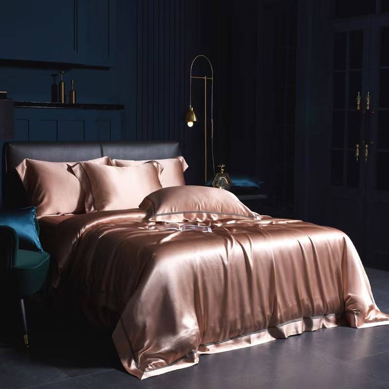 BLUSH - Lace artisan 30 Momme 4-Piece Pure Mulberry Silk Bed Linen Set