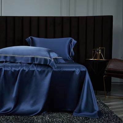 EMPEROR - Lace artisan 25 Momme 4-Piece Pure Mulberry Silk Bed Linen Set