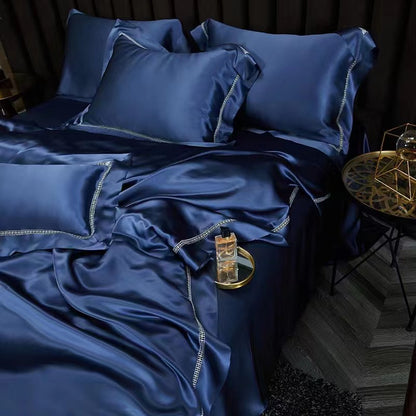 EMPEROR - Lace artisan 25 Momme 4-Piece Pure Mulberry Silk Bed Linen Set