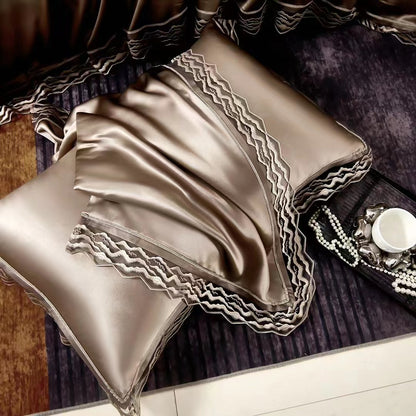 AURUM - Lace artisan 25 Momme 4-Piece Pure Mulberry Silk Bed Linen Set