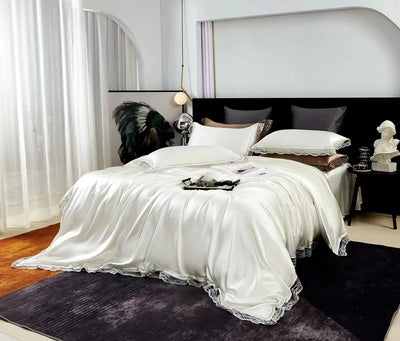 NIRVANA - Lace artisan 25 Momme 4-Piece Pure Mulberry Silk Bed Linen Set