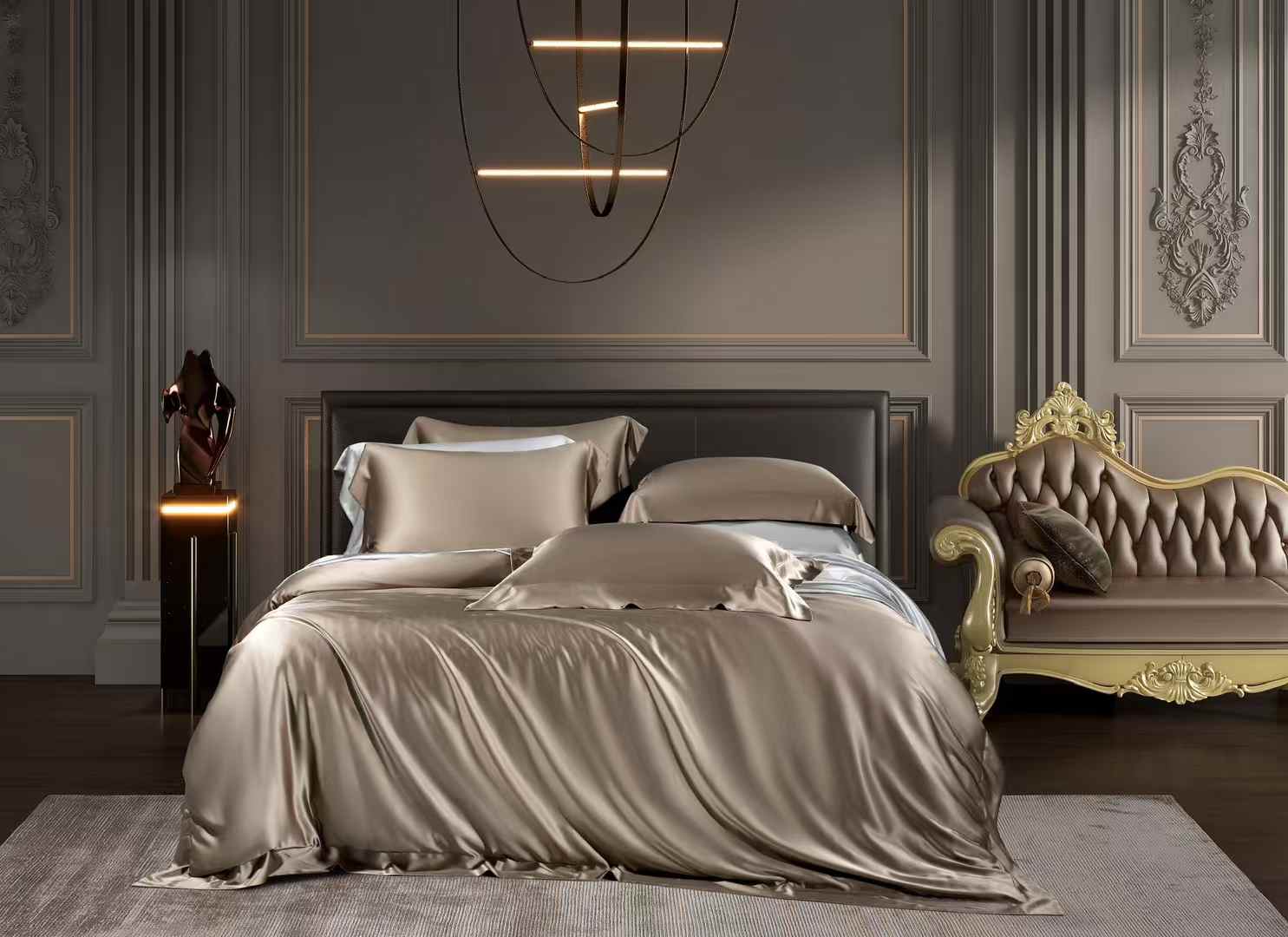 35 momme 100% silk duvet cover #color_dark-gold