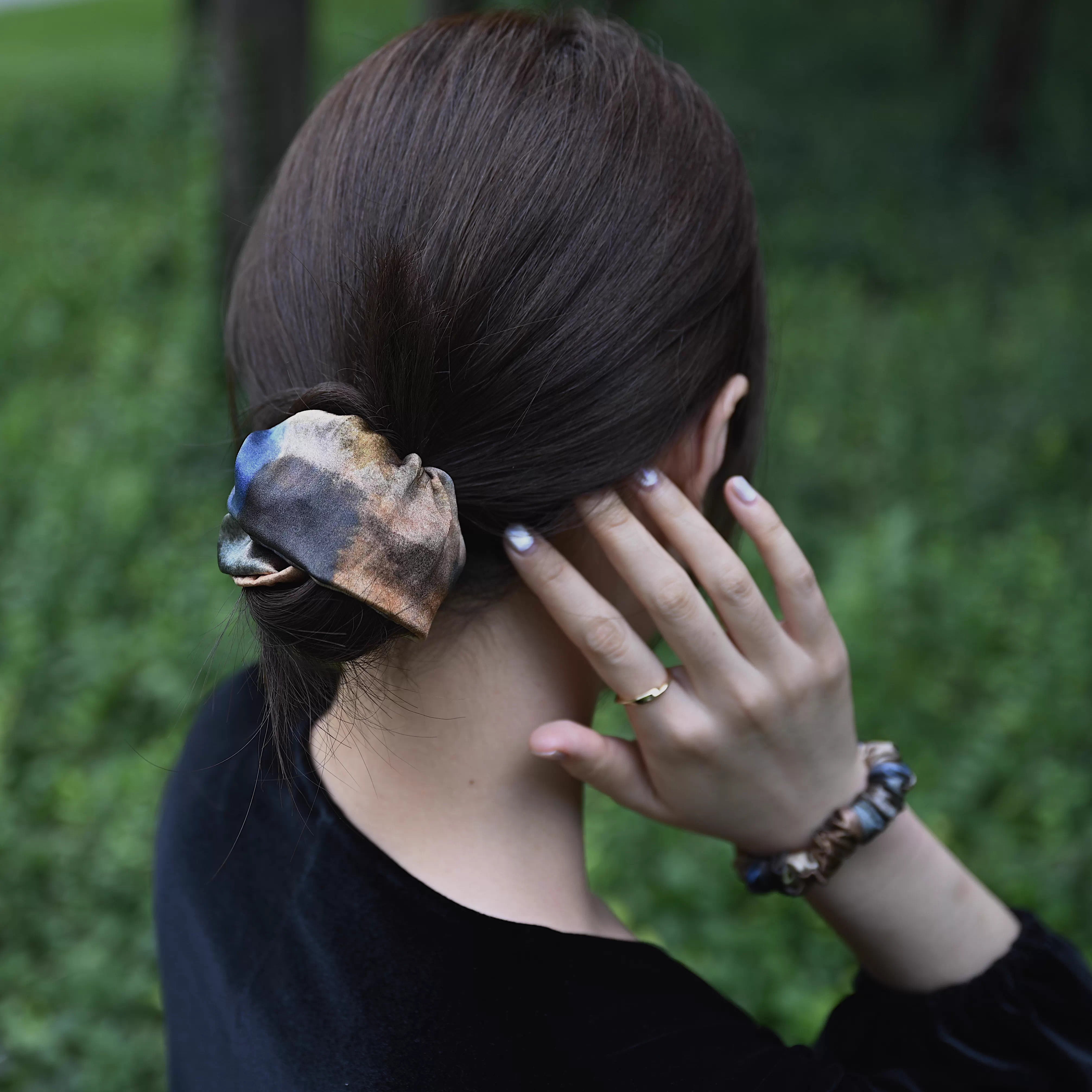 Monet Garden - 100% Mulberry Silk Scrunchy