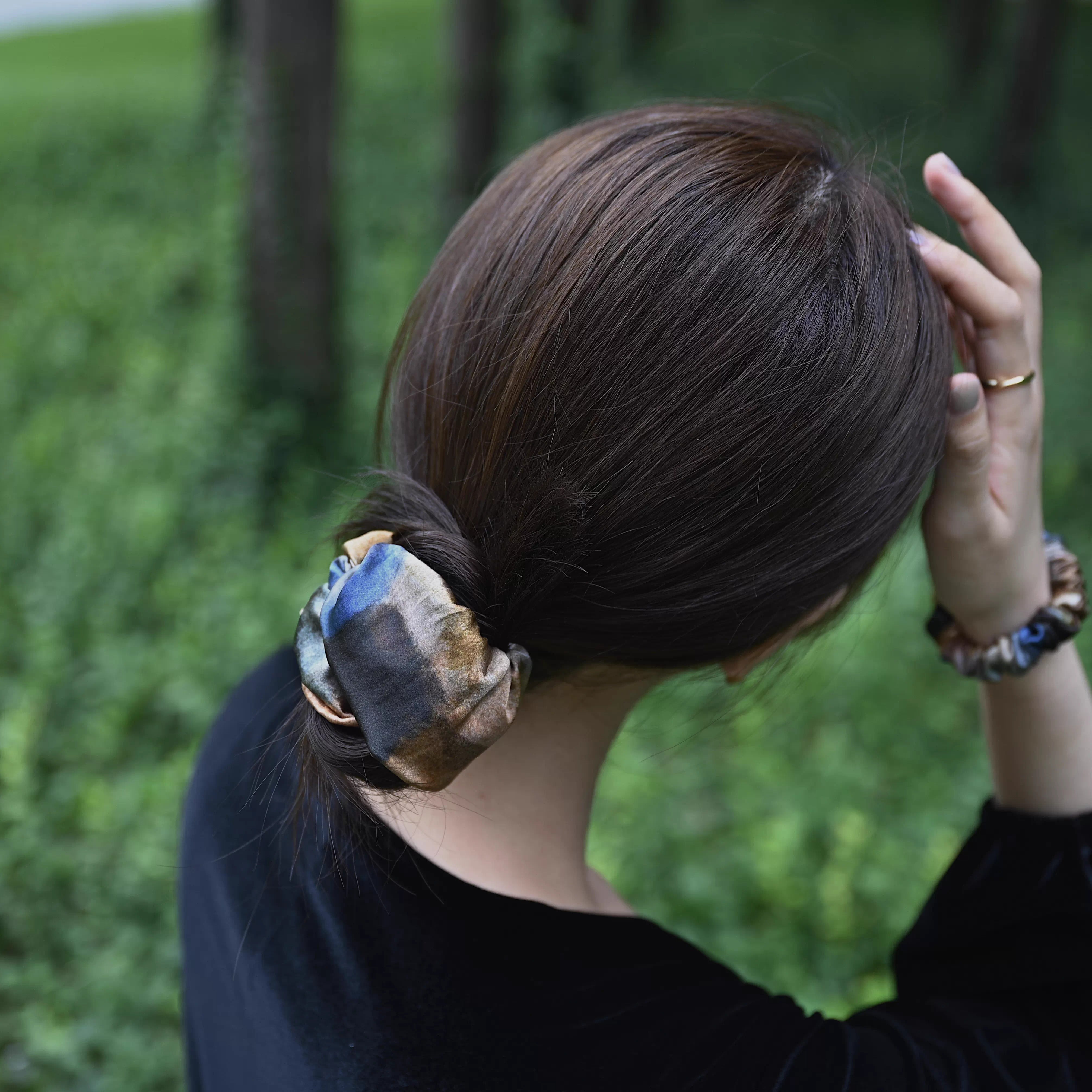 Monet Garden - 100% Mulberry Silk Scrunchy