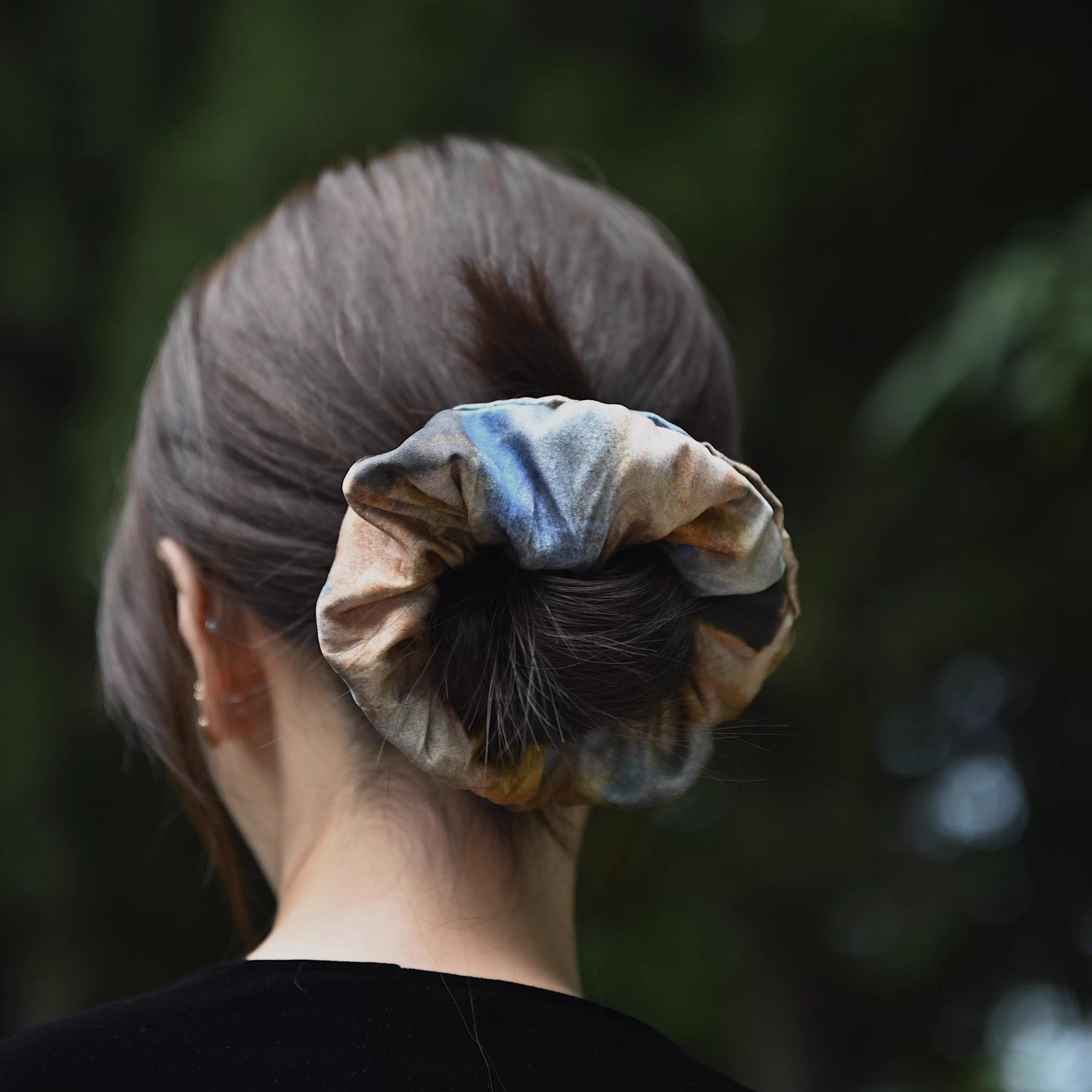 Monet Garden - 100% Mulberry Silk Scrunchy