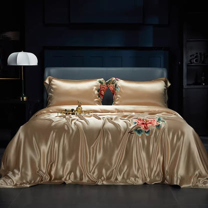 ROYAL - Embroidered 25 Momme Full Silk Bedlinen Set 4pcs