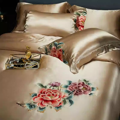 ROYAL - Embroidered 25 Momme Full Silk Bedlinen Set 4pcs
