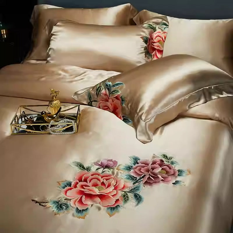 ROYAL - Embroidered 25 Momme Full Silk Bedlinen Set 4pcs