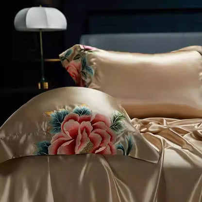 ROYAL - Embroidered 25 Momme Full Silk Bedlinen Set 4pcs