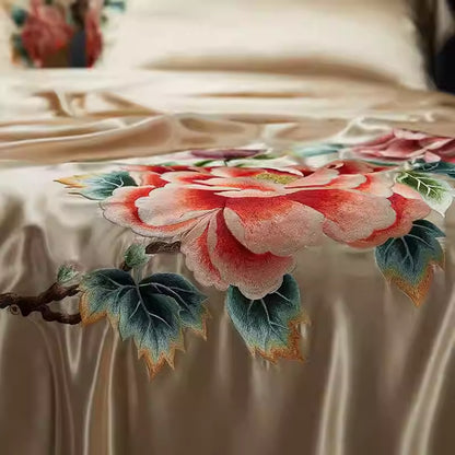 ROYAL - Embroidered 25 Momme Full Silk Bedlinen Set 4pcs