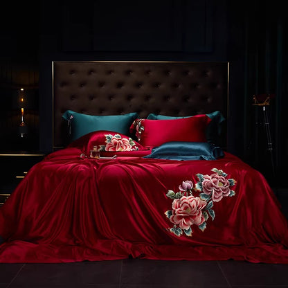 ROYAL - Embroidered 25 Momme Full Silk Bedlinen Set 4pcs