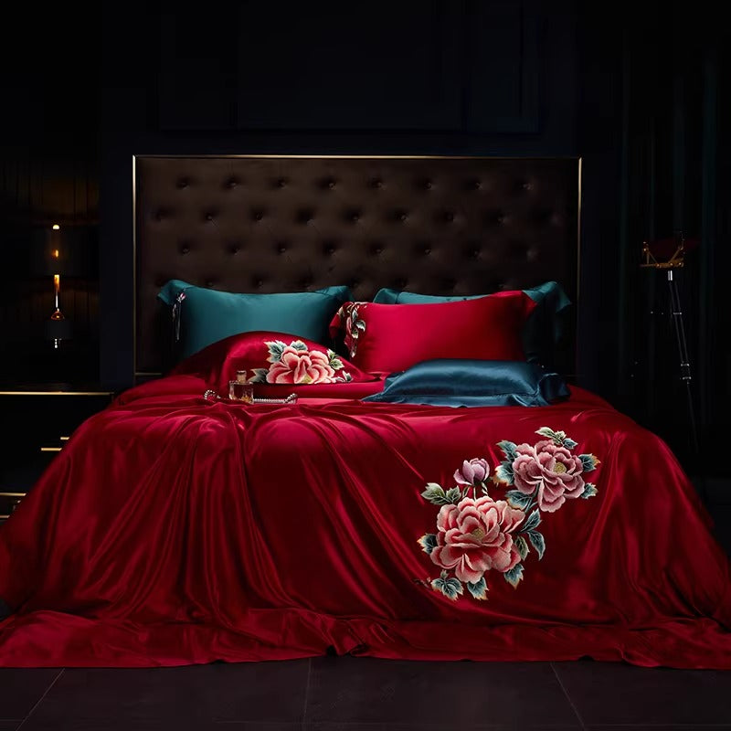 ROYAL - Embroidered 25 Momme Full Silk Bedlinen Set 4pcs