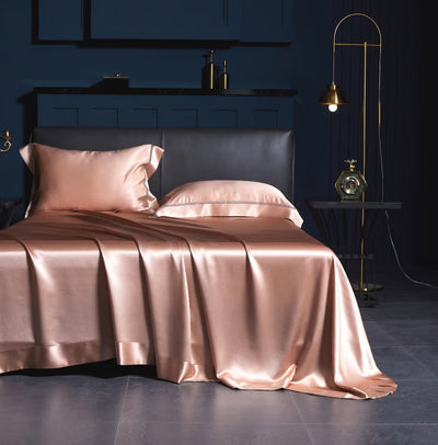 BLUSH - Lace artisan 30 Momme 4-Piece Pure Mulberry Silk Bed Linen Set